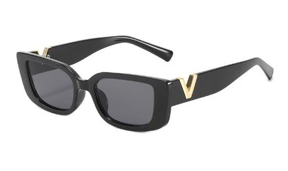 Vintage Rechteck Sonnenbrille Black